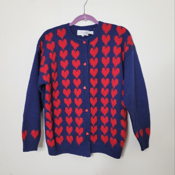 Vintage Jason Younger Heart Cardigan Sweater - Picture 1 of 5